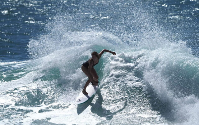 Surfing in Victoria bay